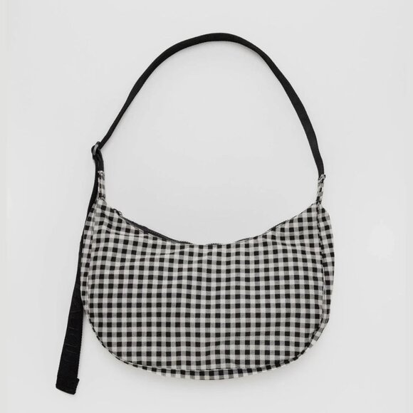 NWT Baggu Crescent Bag Medium - Black & White Gingham - Picture 1 of 3